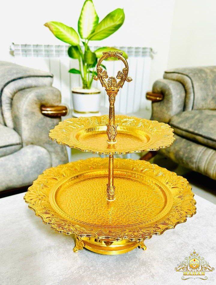 شیرینی خوری دو طبقه طاووسی طلایی